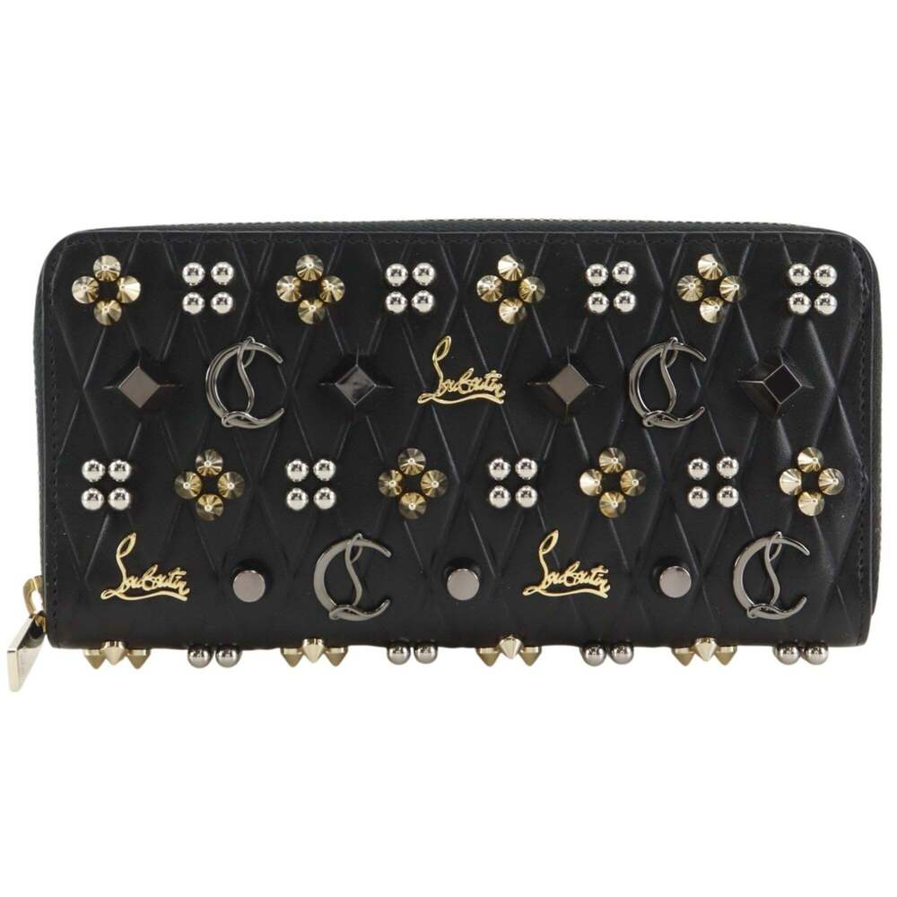Christian Louboutin Panettone Spike Studs Long Wallet, Round Zipper, 3215184,...